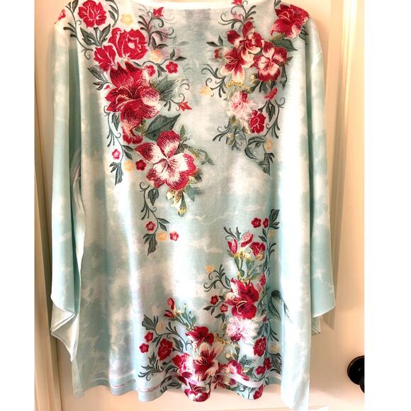 JM Collection Chiffon-Sleeve Studded Tunic - Picture 3 of 4